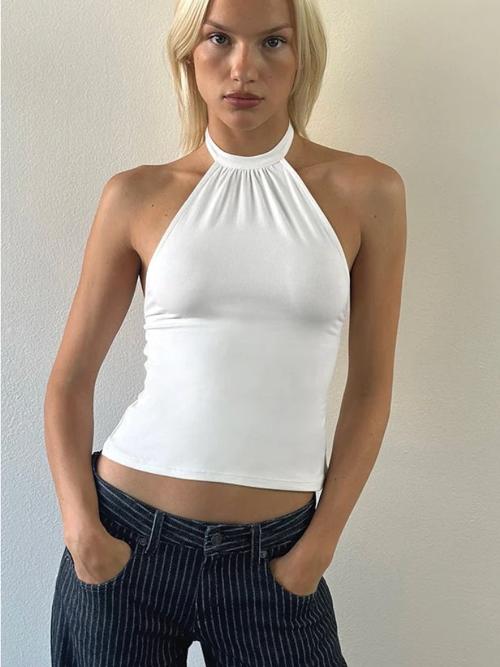 White Halter Top